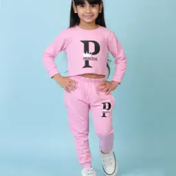 Girls Typographic Print Pants & Top Set-image-0