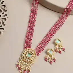 styyo Women Kundan Studded & Beaded Necklace & Earrings Set-picture-49