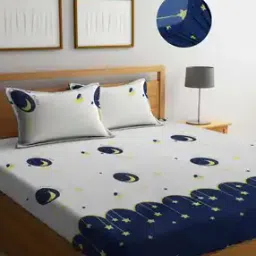 fabinaliv 300 TC Moon Print King-Size Bedsheet with Pillow Covers-picture-40