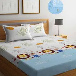 fabinaliv 300 TC Lion Print King-Size Bedsheet with Pillow Covers-picture-20