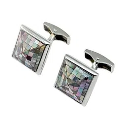 the tie hub Men Square Shaped Stone-Studded Cufflinks image 1