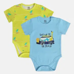 miniklub Infants Pack of 2 Graphic Print Cotton Bodysuits image 1