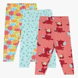 miniklub Girls Pack of 3 Printed Leggings with Elasticated Waist-picture-49