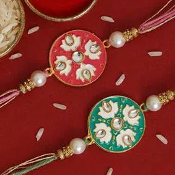 ecraftindia Pack of 2 Flower-Shaped Tie-Up Rakhis-picture-20
