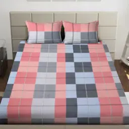 arrabi 210 TC Checked King-Size Bedsheet with Pillow Covers-picture-50