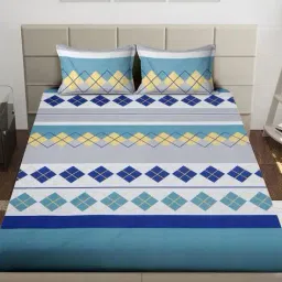 arrabi 210 TC Geometric Print King-Size Bedsheet with Pillow Covers image 1