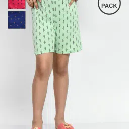 pixie n prince Pack of 3 Girls Floral Print Regular Fit Shorts image 1