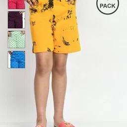 Pack of 5 Girls Floral Print Regular Fit Shorts-image-8