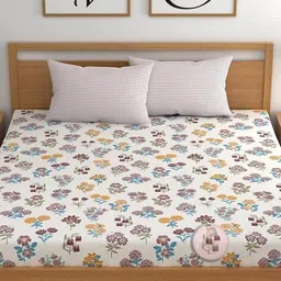 chhavi india 210 TC Floral King Size Bedsheets with Pillow Covers image 1