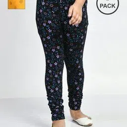 pixie n prince Pack of 2 Girl Floral Print Leggings with Elasticated Waist-picture-24