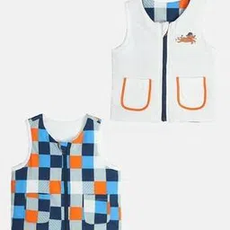miniklub Unisex Printed Reversible Cotton Gilet-picture-53