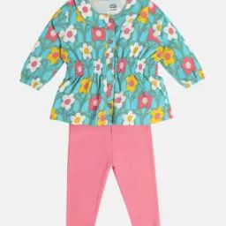 miniklub Girls Floral Print Cotton Top & Pants Set-picture-45