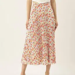 wisstler Floral Print Flared Skirt with Elasticated Waist-picture-12