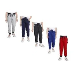 indiweaves Boys Pack of 5 High-Rise Joggers with Elasticated Drawstring Waist-picture-22