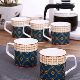 clay craft Set of 6 Floral Print Ceramic Coffee Mug-picture-20
