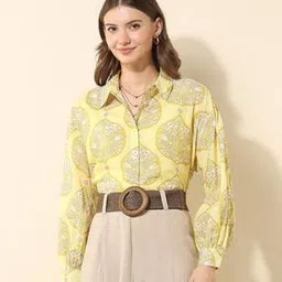 u.s. polo assn. Women Floral Print Shirt with Spread Collar-picture-12