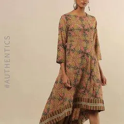 indie picks Handblock Print Cotton Kalamkari A-line Dress-picture-46