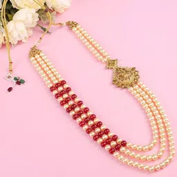 jiyanshi fashion Men Gold-Plated Pearl-Beaded Multistrand Chain with Brooch image 1