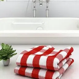 athom living Pack of 2 Checked Bath Towels-picture-11