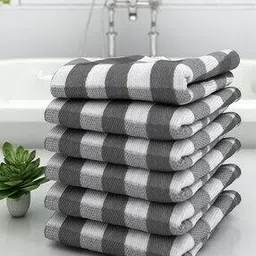 athom living Pack of 6 Checked Bath Towels-picture-15