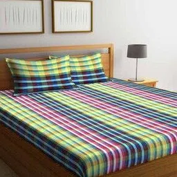 arrabi Plaid Double King Bedsheet with 2 Pillow Covers-picture-12