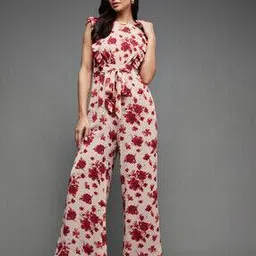 miss chase Floral Print Jumpsuit with Waist Tie-Up-picture-16