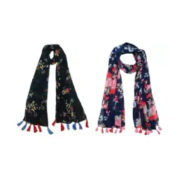 stole villa Pack of 2 Women Cotton Printed Scarf  image 1