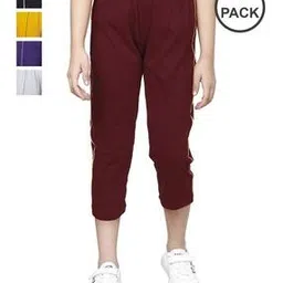 pixie n prince Girls Pack of 5 Slim Fit Flat Front Capris-picture-26