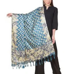 a r silk dupatta hub Chevron Print Dupatta with Tassels-picture-46