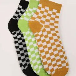yousta Men Pack of 3 Checked Ankle-Length Socks-picture-19