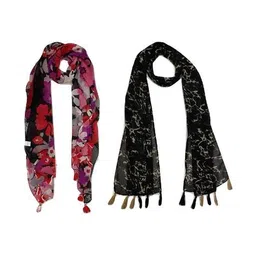 stole villa Pack of 2 Women Cotton Printed Scarf  image 1