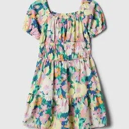 gap kids Girls Floral Print Midi Dress with Puff Sleeves-picture-43