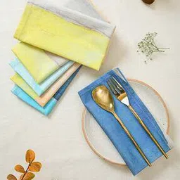ratancart Multicolor Cotton Solid 16x16 Inch Napkin Set of 6-picture-34