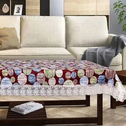 stylista Printed Rectangular Table Cover with Lace Border-picture-47