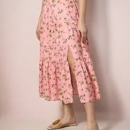 ketch Women Regular Fit Tiered Skirt with Side Slit-picture-29