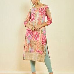 soch Printed Round-Neck Straight Kurta with Sequins-picture-18