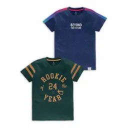 codez Pack of 2 Typographic Print Crew-Neck T-Shirts-picture-32