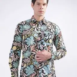 true religion Floral Print Shirt with Spread Collar-picture-35
