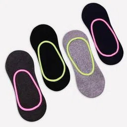 Women Pack of 4 No-Show Socks with Contrast Tipping-image-70