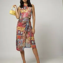 encrustd Printed Sequin Wrap Skirt with Ties-picture-20