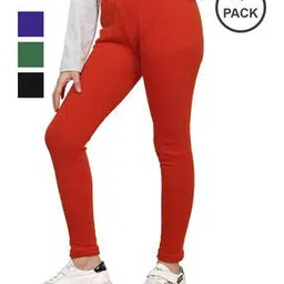 indiweaves Pack of 4 Ankle-Length Leggings with Elasticated Waistband-picture-34