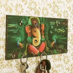 ecraftindia Lord Ganesha-Themed Wooden Key Holder with 7 Hooks-picture-17