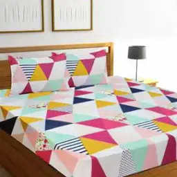 Geomatric Printed Double Bedsheet With 2 Pillow Covers-image-0