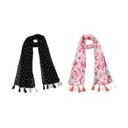 stole villa Pack of 2 Women Printed Scarves with Tassels-picture-45