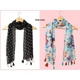 stole villa Pack of 2 Women Floral Print Scarf with Tasselled Border-picture-11