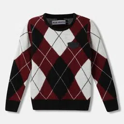 blue giraffe Slip-On Geometric Print Sweater-picture-35