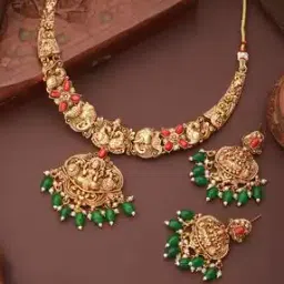saraf rs jewellery Women Ethentic Necklace Earings Set-picture-38