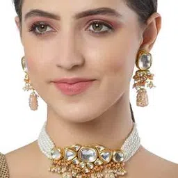 karatcart Tumble Polki Kundan Necklace Set-picture-38