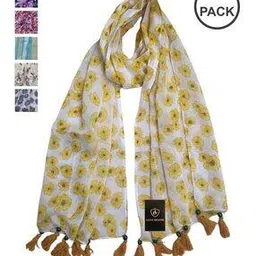 letz dezine Women Pack of 6 Floral Print Stoles with Tassels-picture-48
