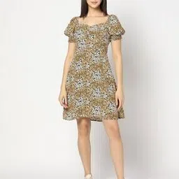 Women Floral Print A-Line Dress-image-74